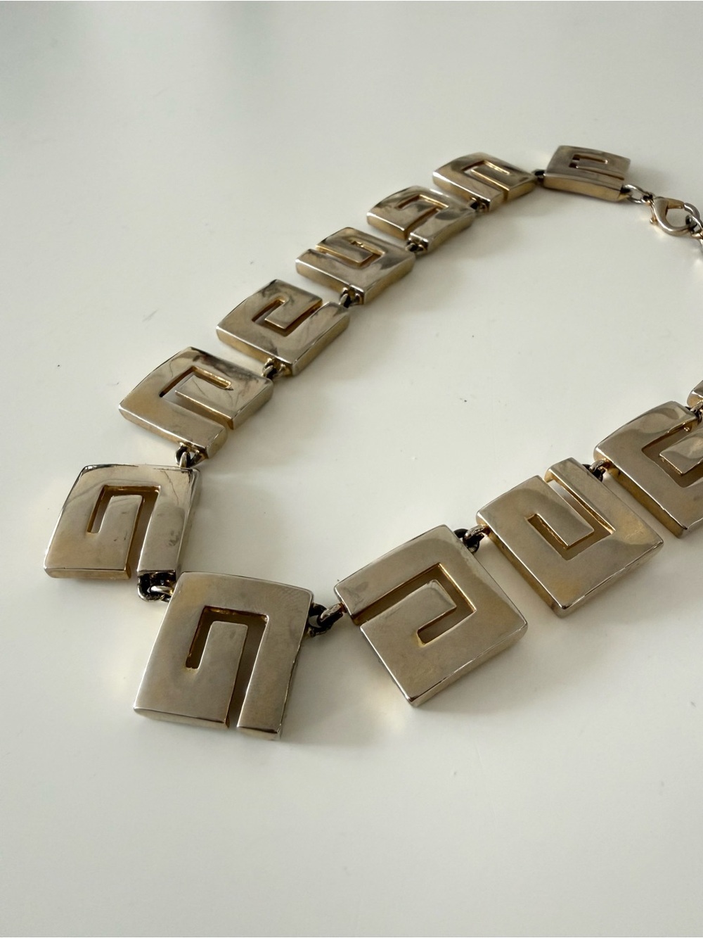 Vintage 80s Givenchy Gold / Silver G Logo Chunky Collar Statement Necklace - Picture 7 of 10